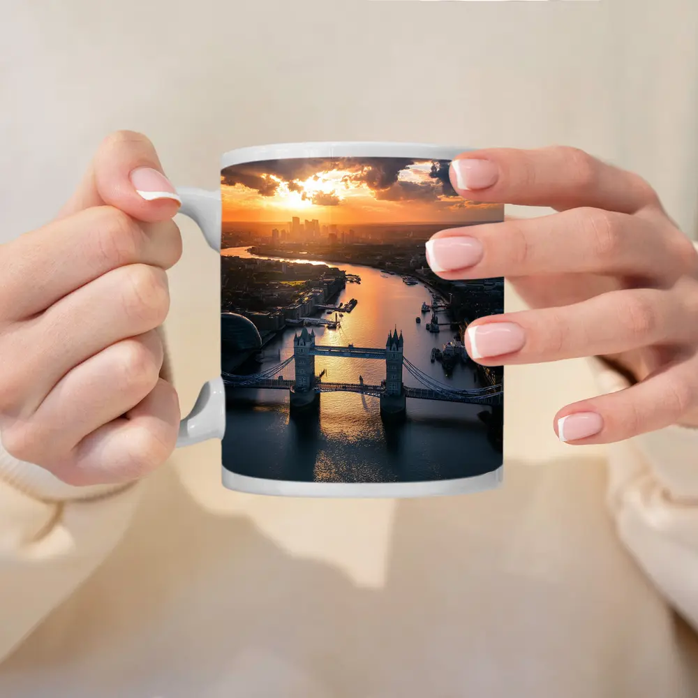 Tower Bridge London Aerial Sunset View – Mugs