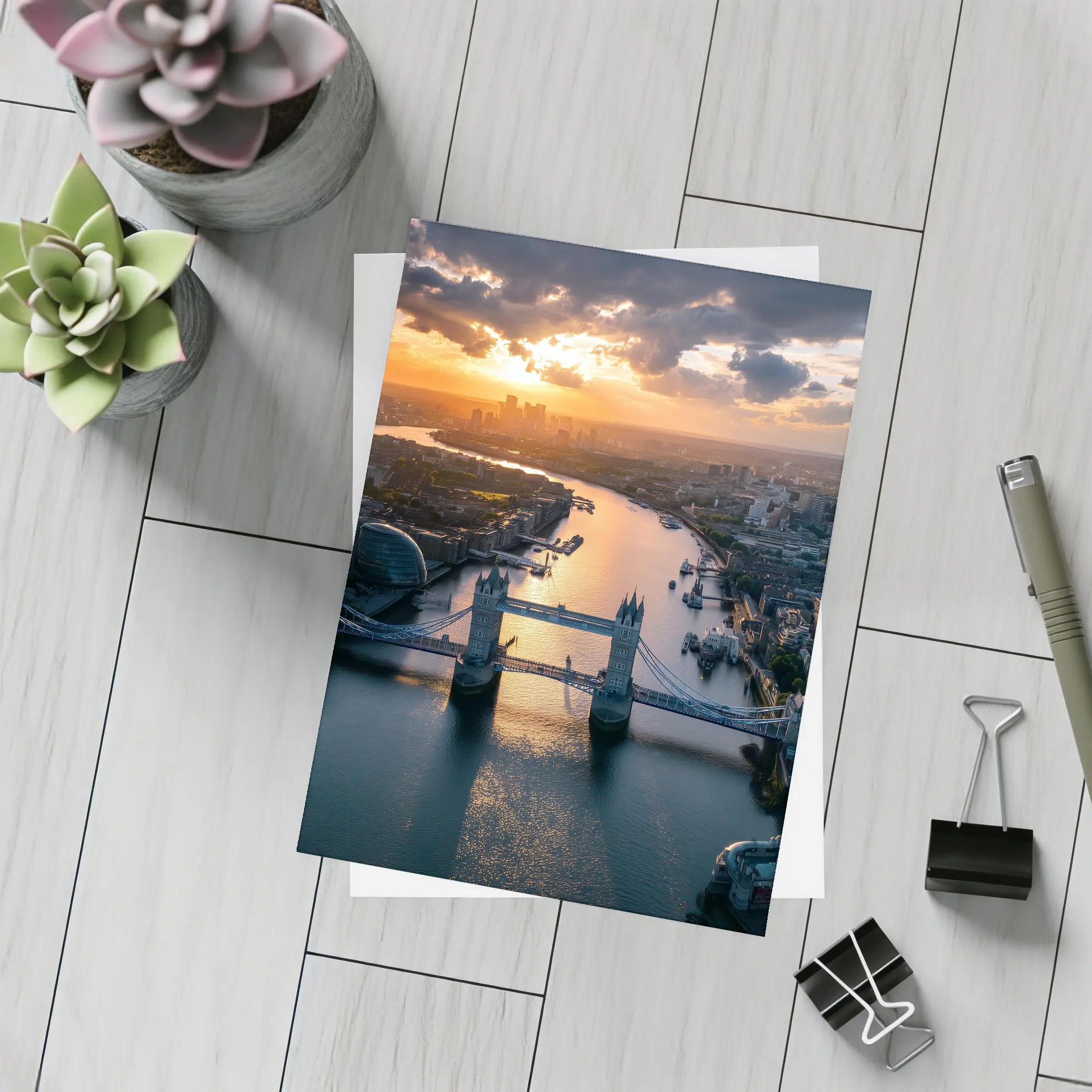 Tower Bridge London Aerial Sunset View – Postcards
