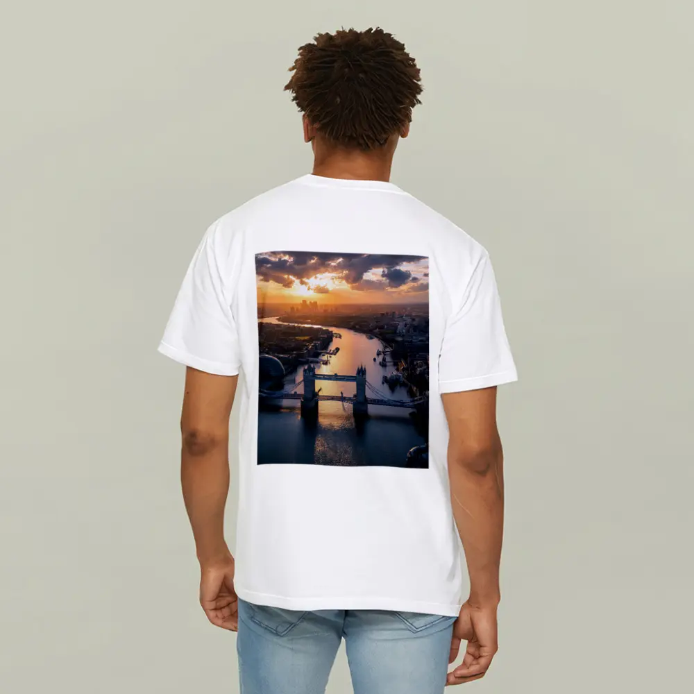 Tower Bridge London Aerial Sunset View – T-Shirts