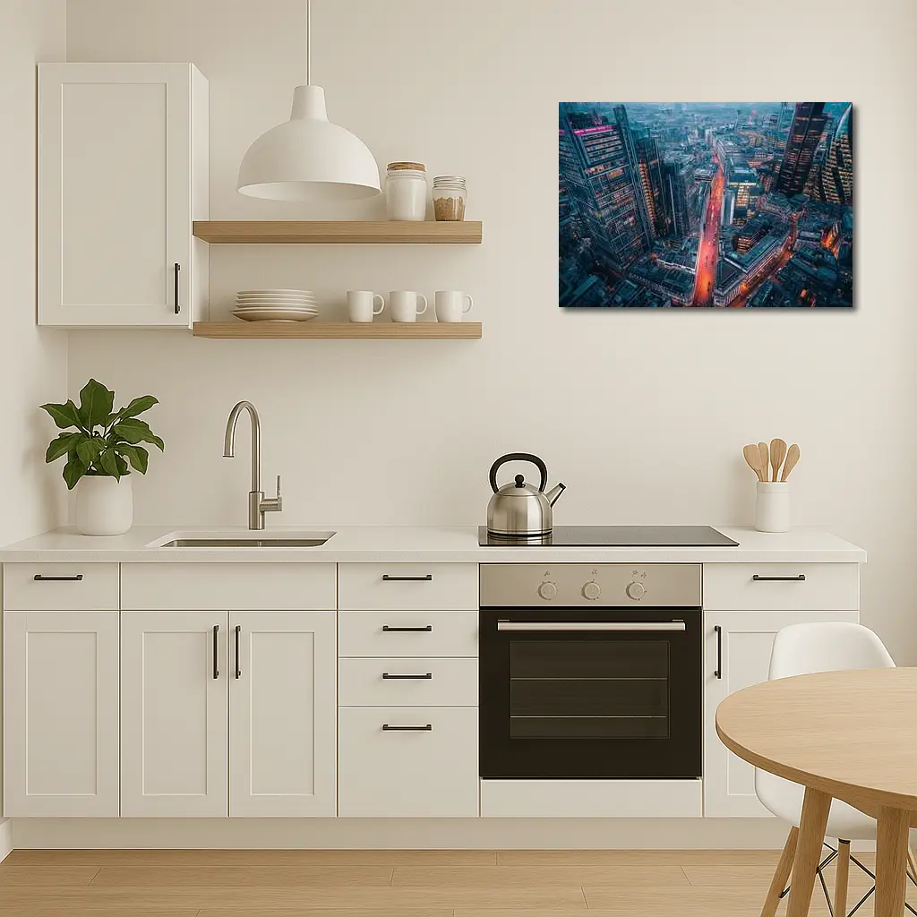 London City Skyline Aerial Dusk View – Wall Art