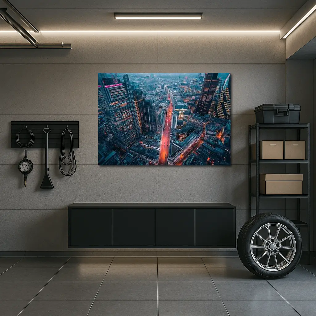 London City Skyline Aerial Dusk View – Wall Art