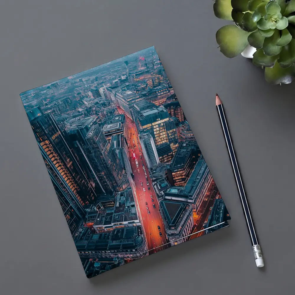 London City Skyline Aerial Dusk View – Notebooks