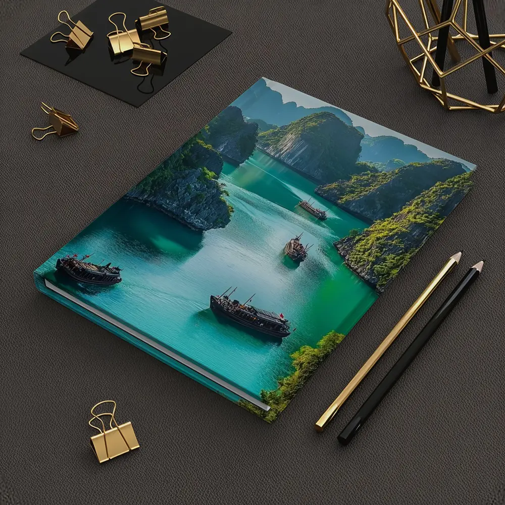 Ha Long Bay Karst Cliffs Traditional Boats Vietnam – Notebooks