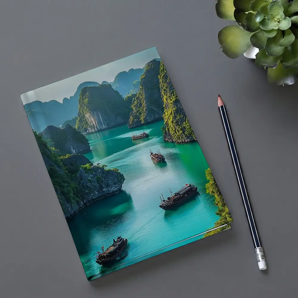 Ha Long Bay Karst Cliffs Traditional Boats Vietnam – Notebooks