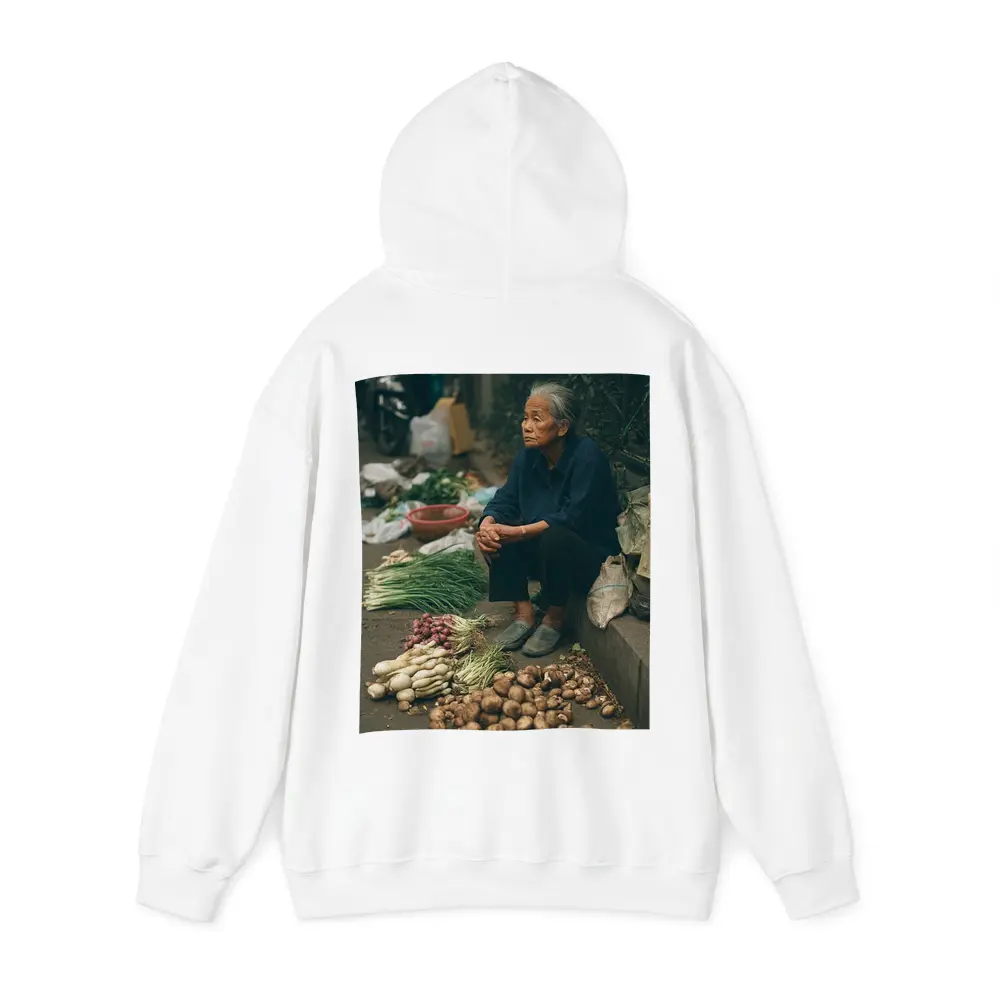 Elderly Woman Selling Vegetables Street Market – Hoodies