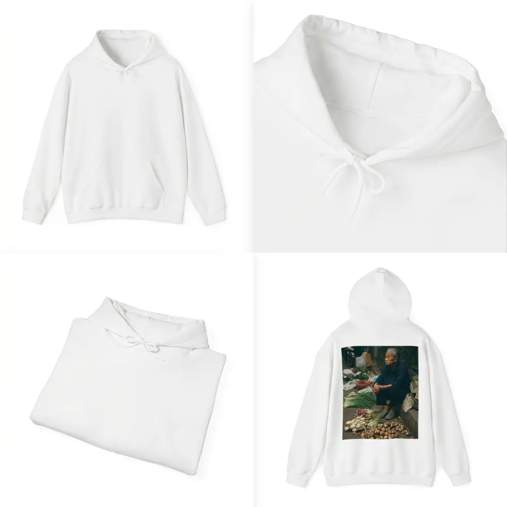 Elderly Woman Selling Vegetables Street Market – Hoodies