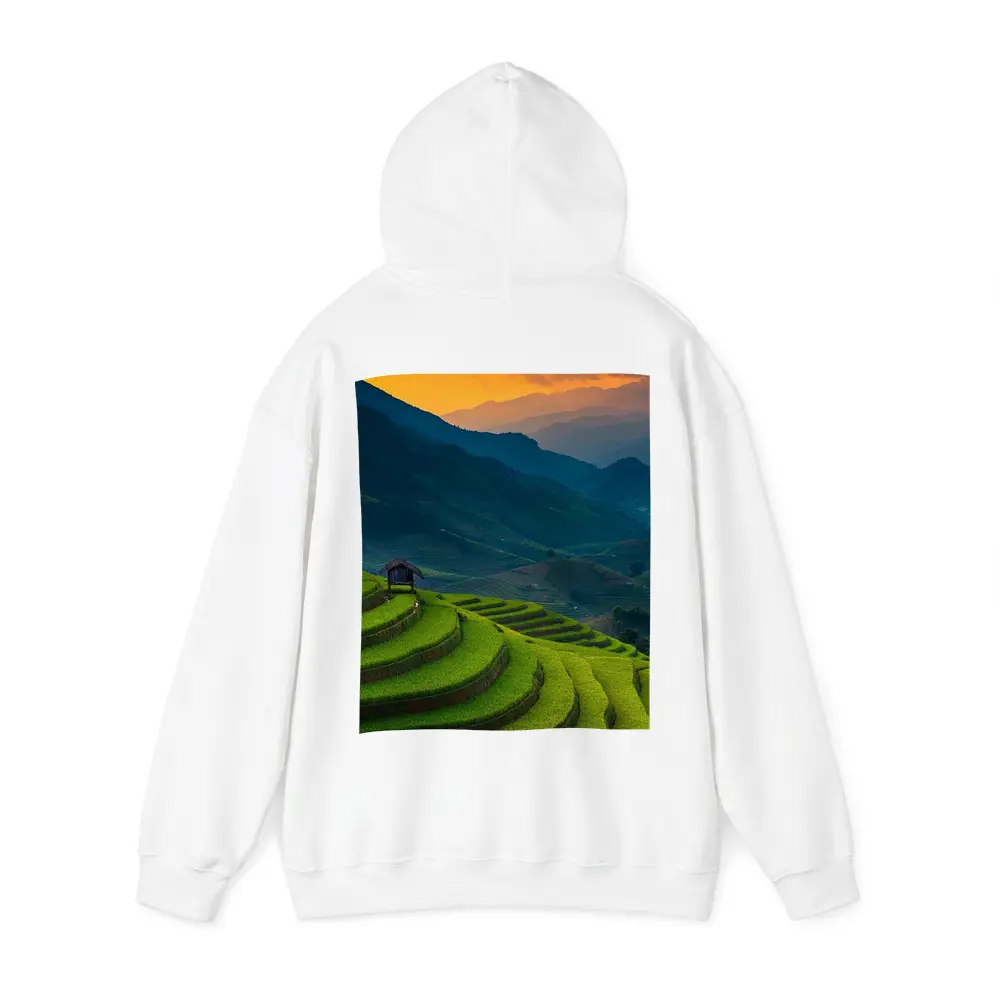 Rice Fields Sunset Mountain Valley Landscape – Hoodies