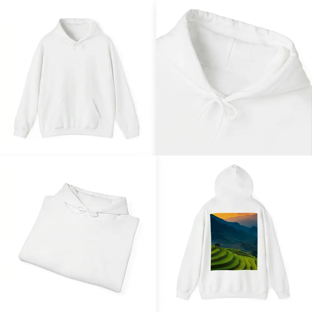 Rice Fields Sunset Mountain Valley Landscape – Hoodies