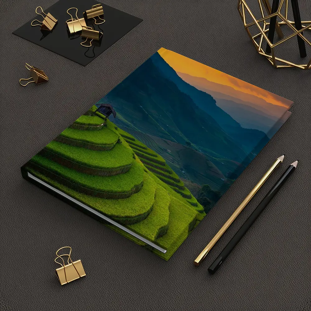 Rice Fields Sunset Mountain Valley Landscape – Notebooks