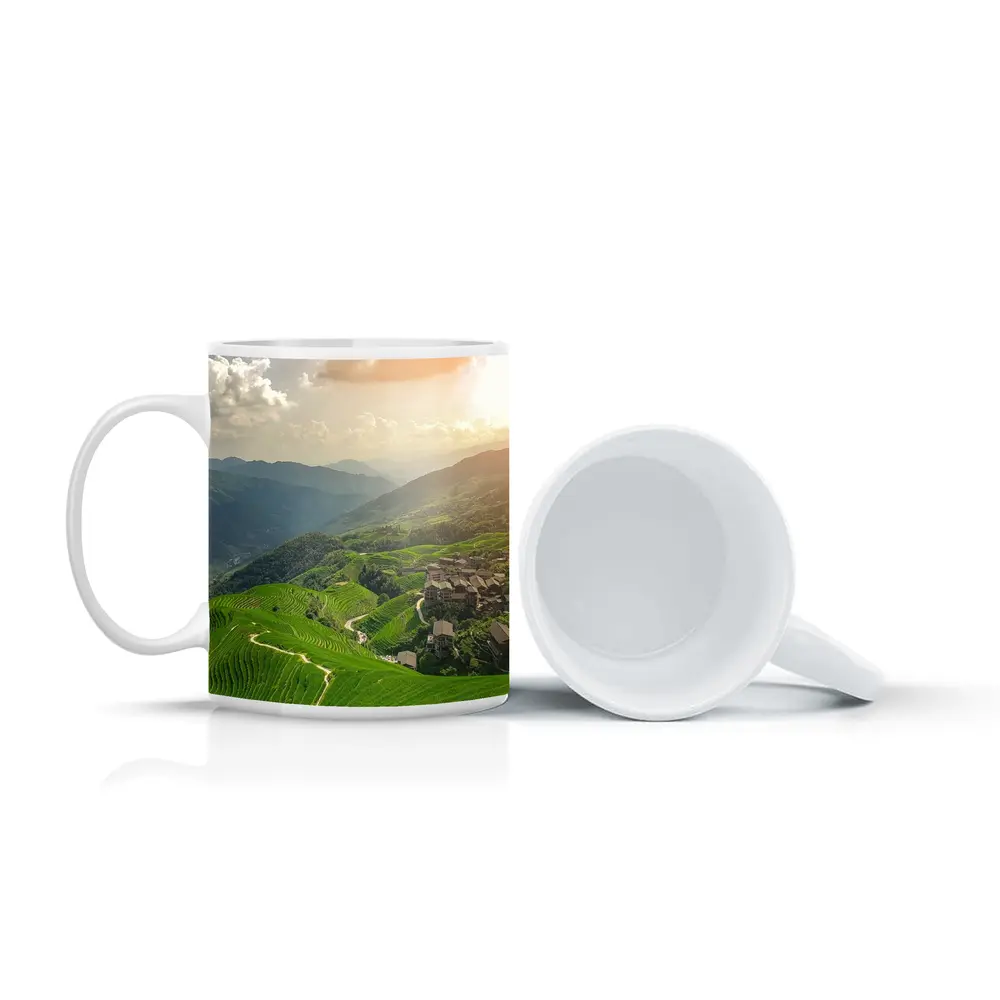 Green Rice Terraces Mountain Village China – Mugs