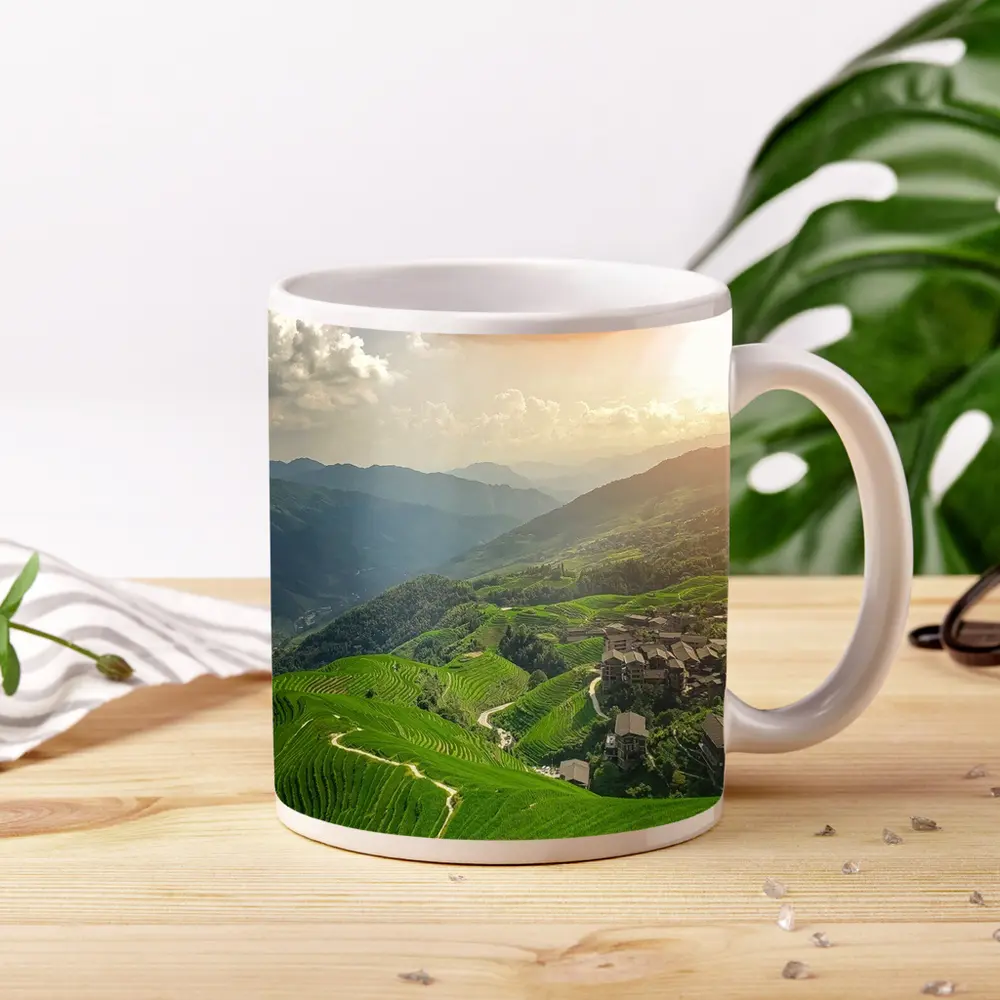 Green Rice Terraces Mountain Village China – Mugs