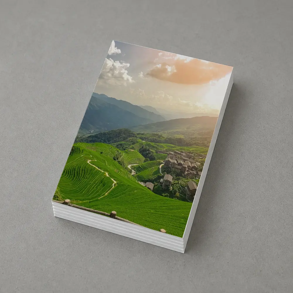 Green Rice Terraces Mountain Village China – Postcards