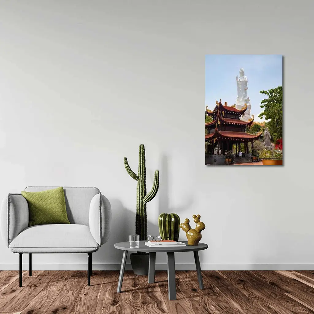 Guanyin Statue Buddhist Temple Vietnam Blue Sky – Wall Art