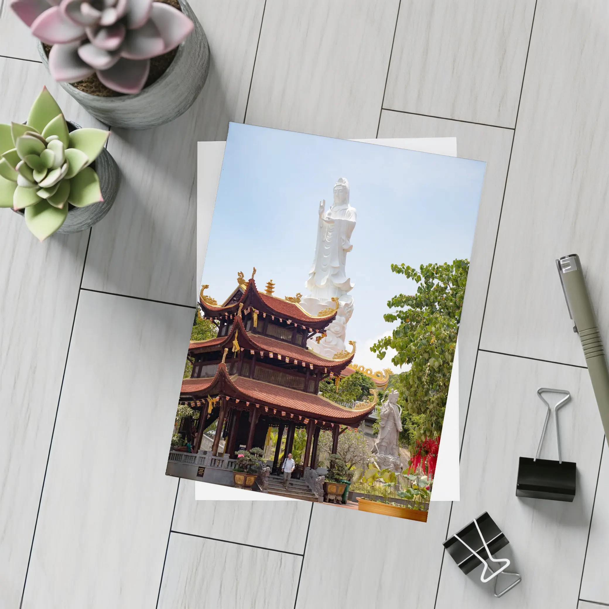 Guanyin Statue Buddhist Temple Vietnam Blue Sky – Postcards