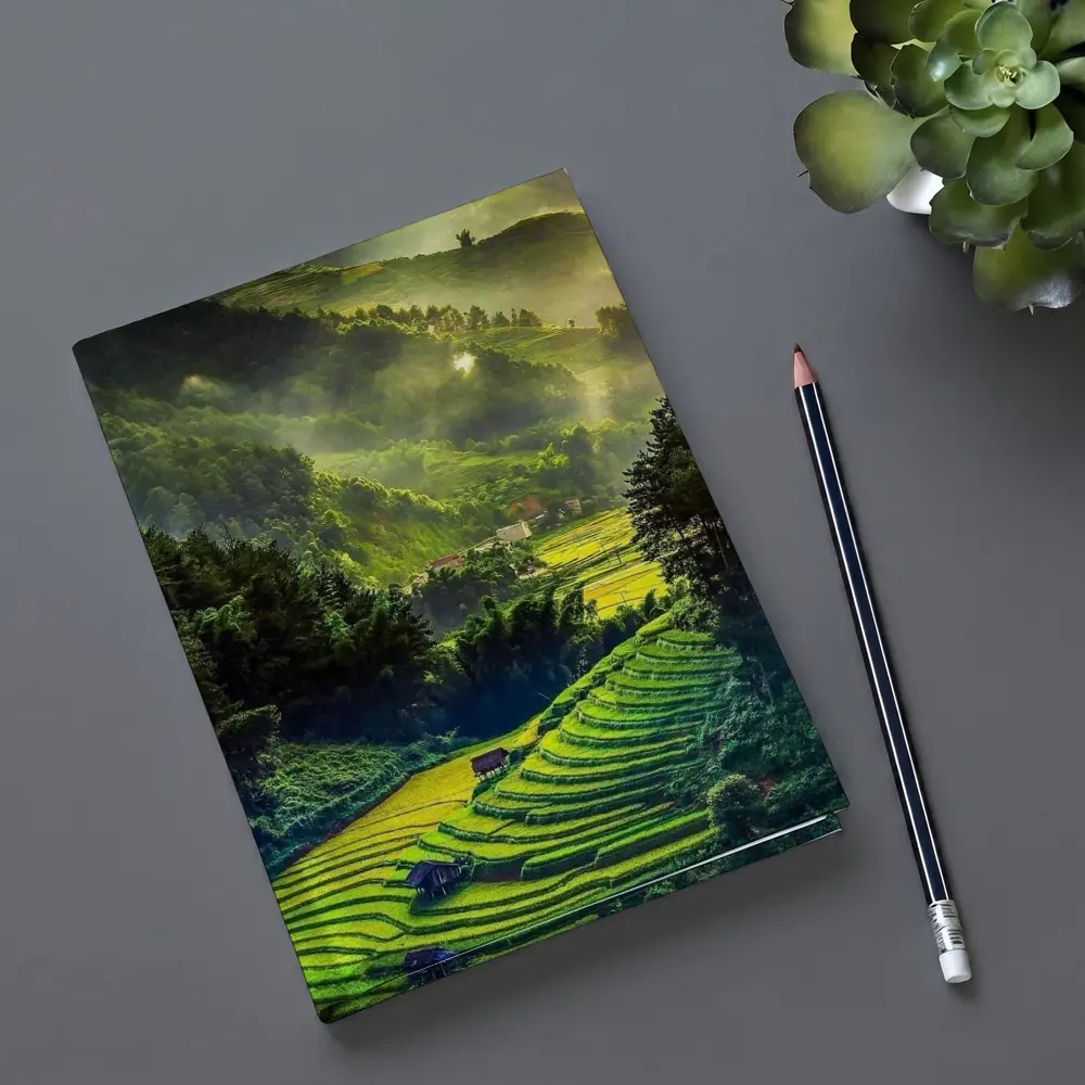 Terraced Rice Fields Green Mountain Valley – Notebooks