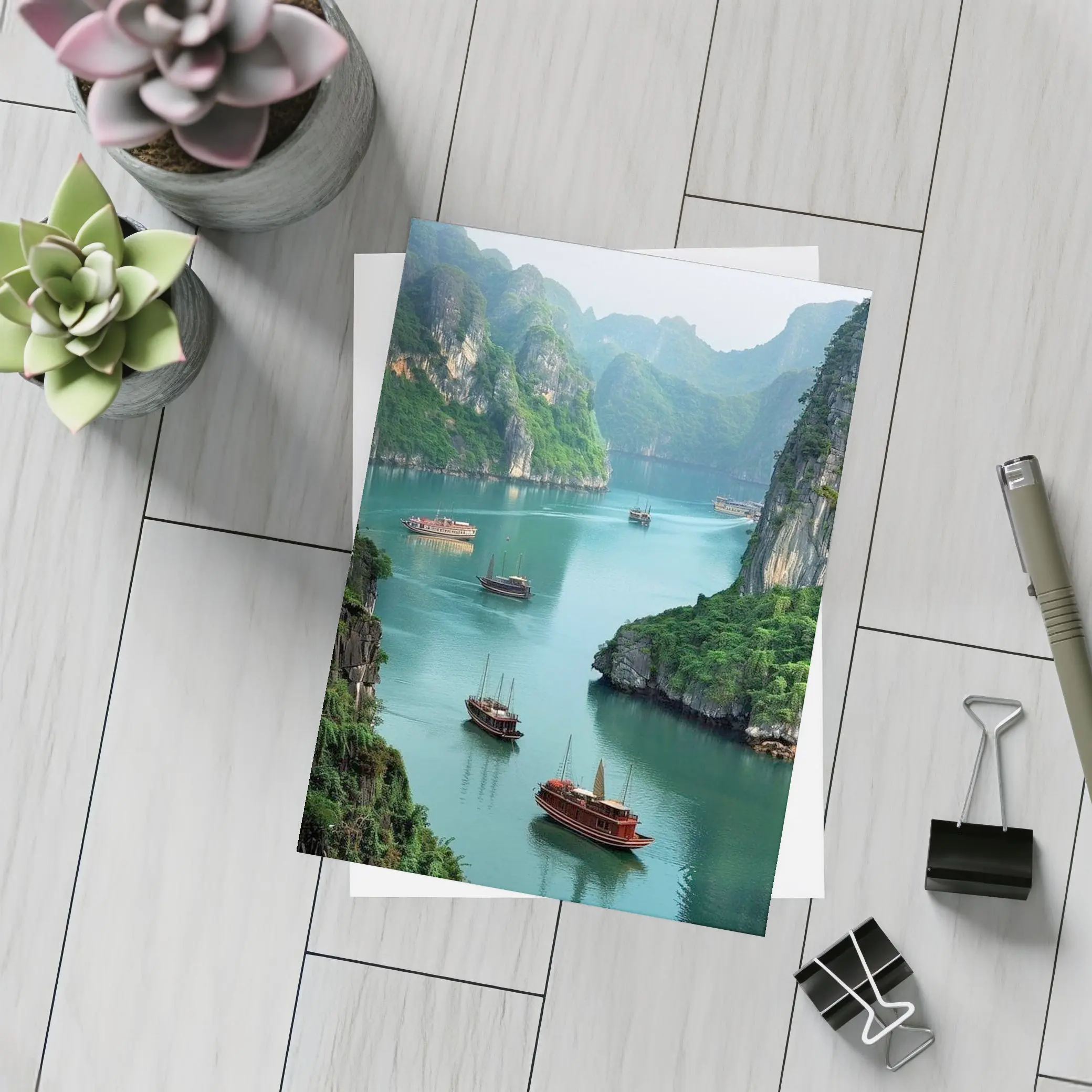 Ha Long Bay Karst Mountains Boats Vietnam – Postcards