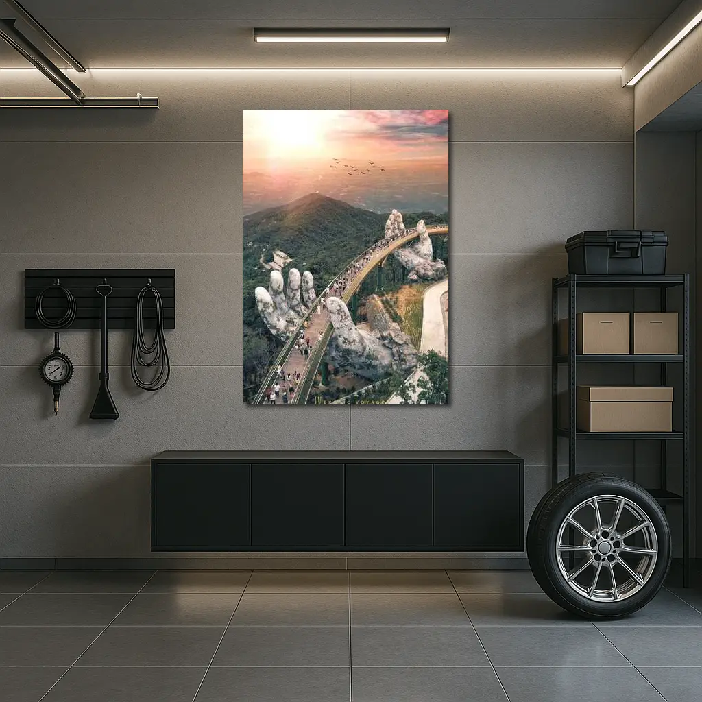 Golden Bridge Giant Hands Vietnam Sunset – Wall Art