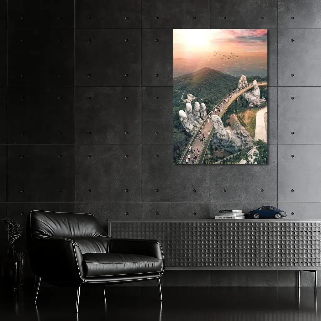 Golden Bridge Giant Hands Vietnam Sunset – Wall Art