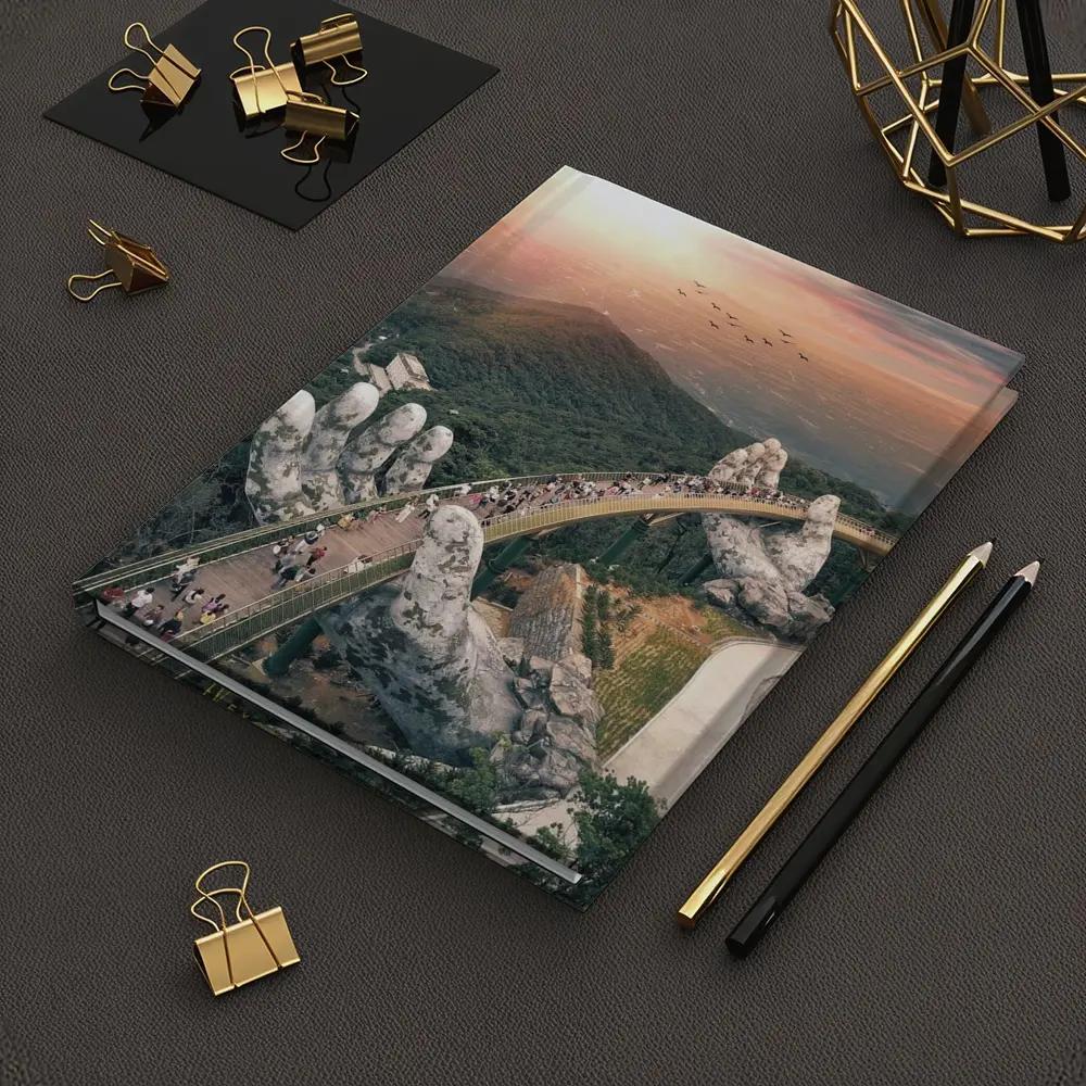 Golden Bridge Giant Hands Vietnam Sunset – Notebooks