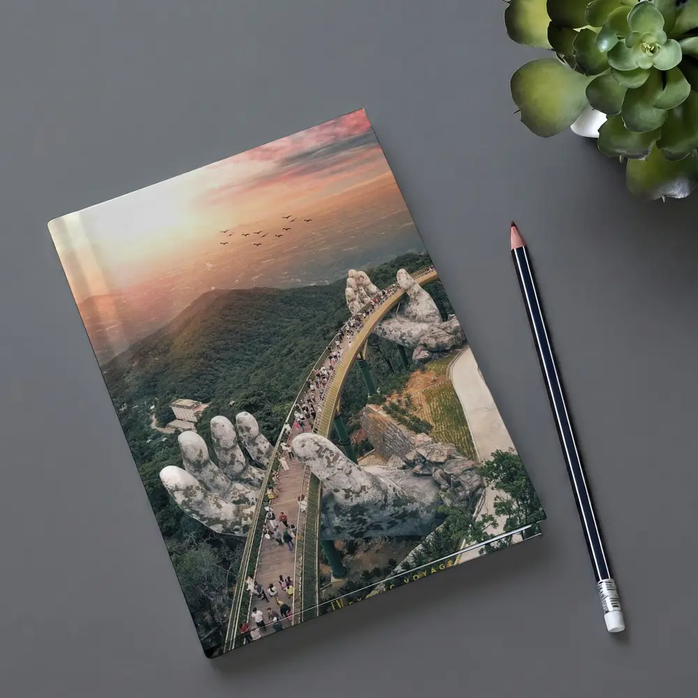 Golden Bridge Giant Hands Vietnam Sunset – Notebooks
