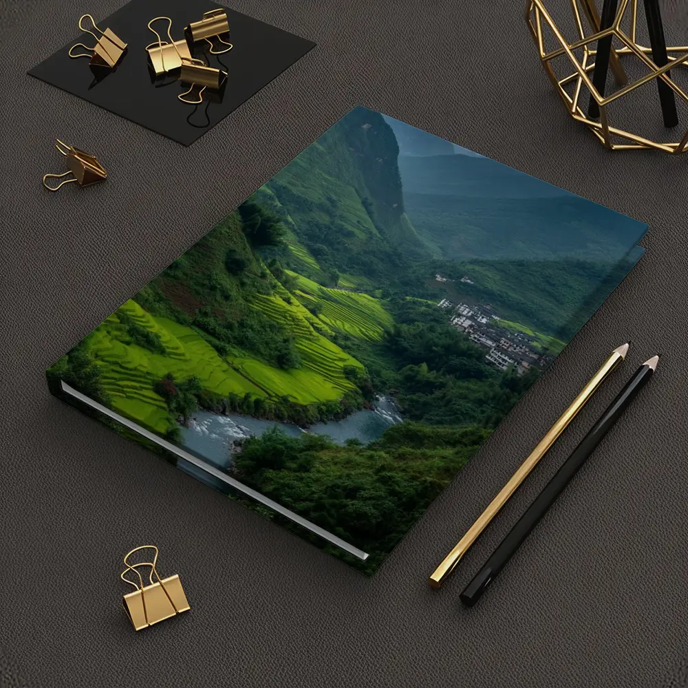 Green Rice Fields Valley Mountain River – Notebooks