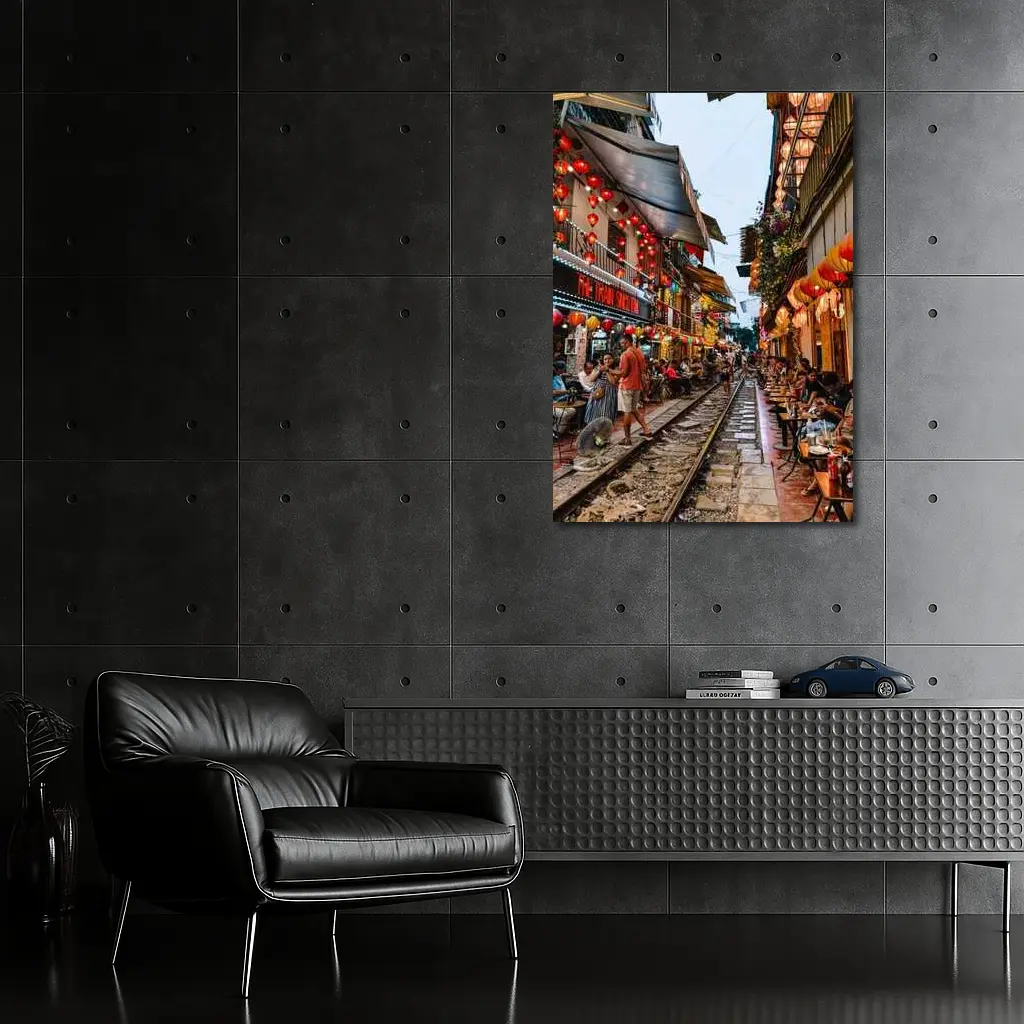 Hanoi Train Street Red Lanterns Vietnam – Wall Art
