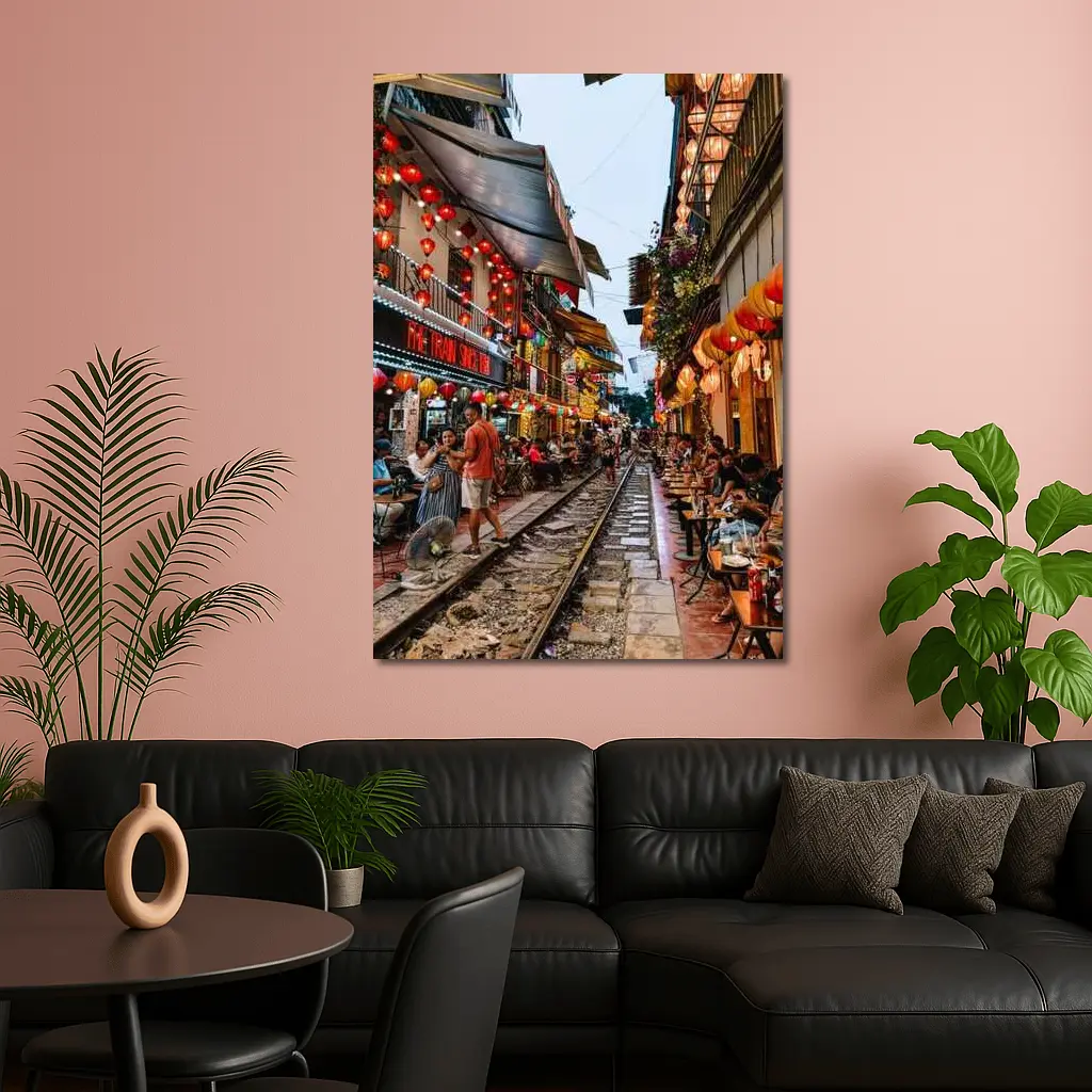 Hanoi Train Street Red Lanterns Vietnam – Wall Art