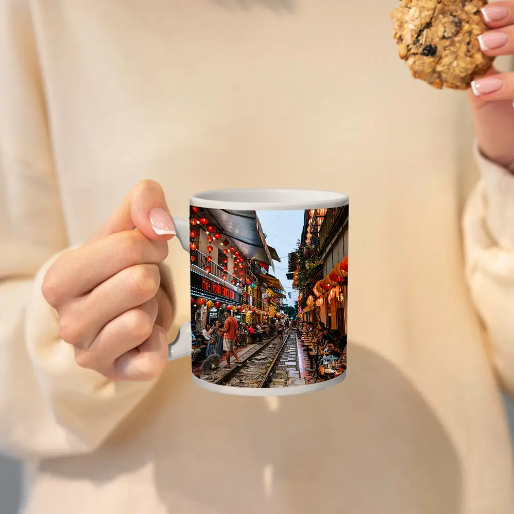 Hanoi Train Street Red Lanterns Vietnam – Mugs