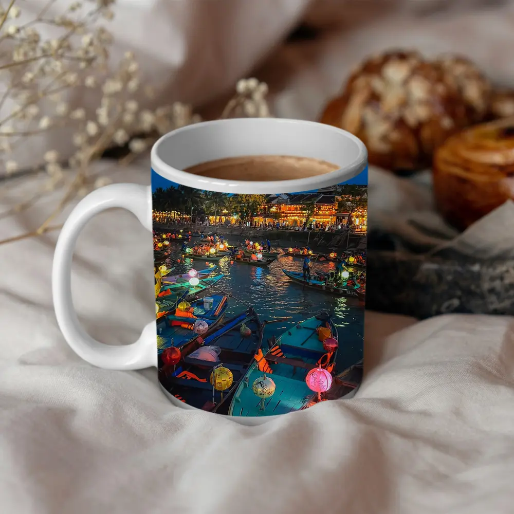 Hoi An Lantern Boats on River Night – Mugs