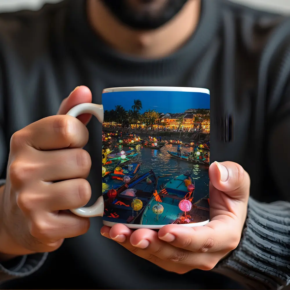 Hoi An Lantern Boats on River Night – Mugs