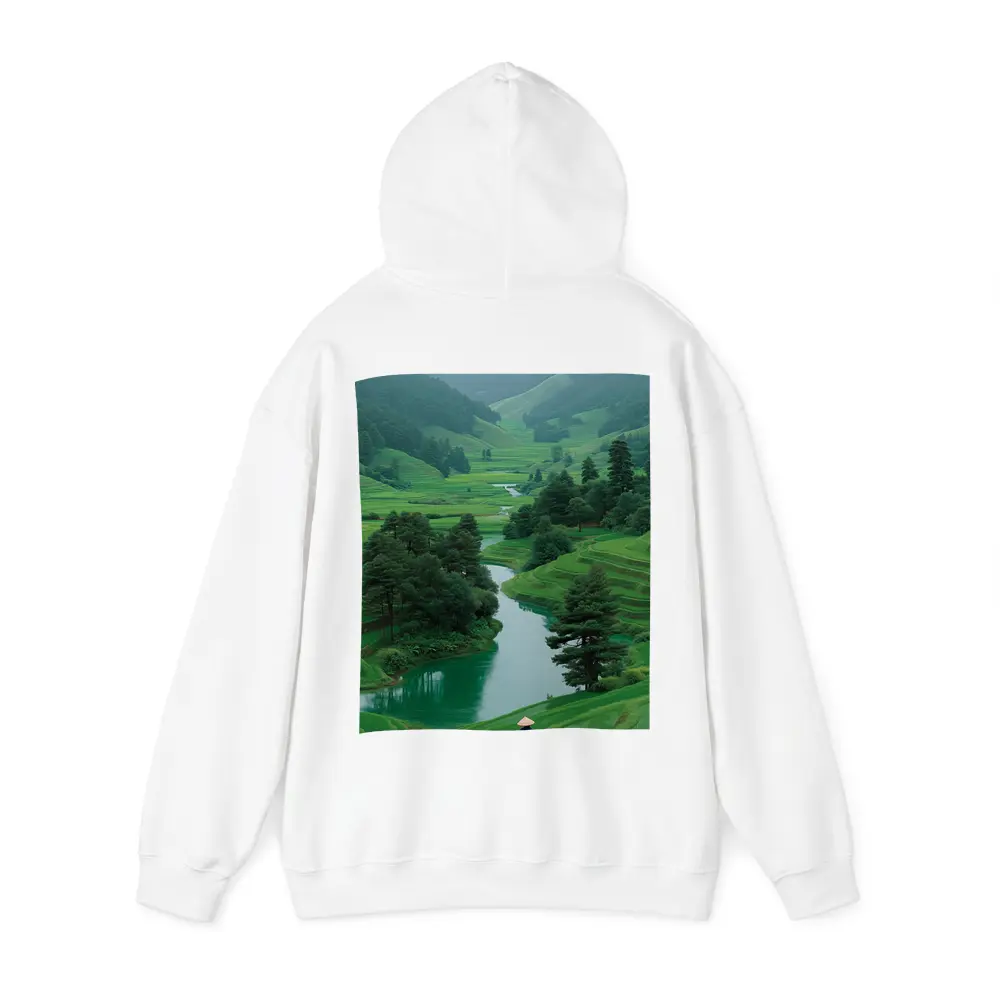 Rice Fields River Valley Green Landscape – Hoodies