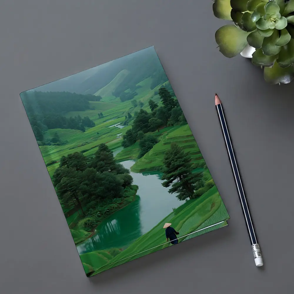 Rice Fields River Valley Green Landscape – Notebooks