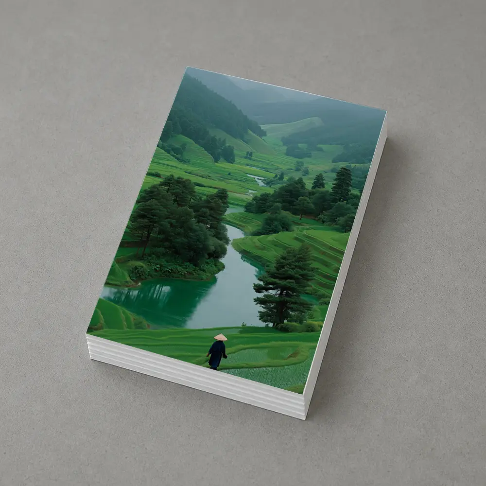 Rice Fields River Valley Green Landscape – Postcards