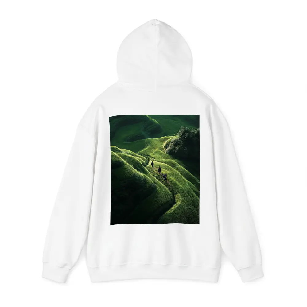 People Walking Through Lush Green Rice Fields – Hoodies