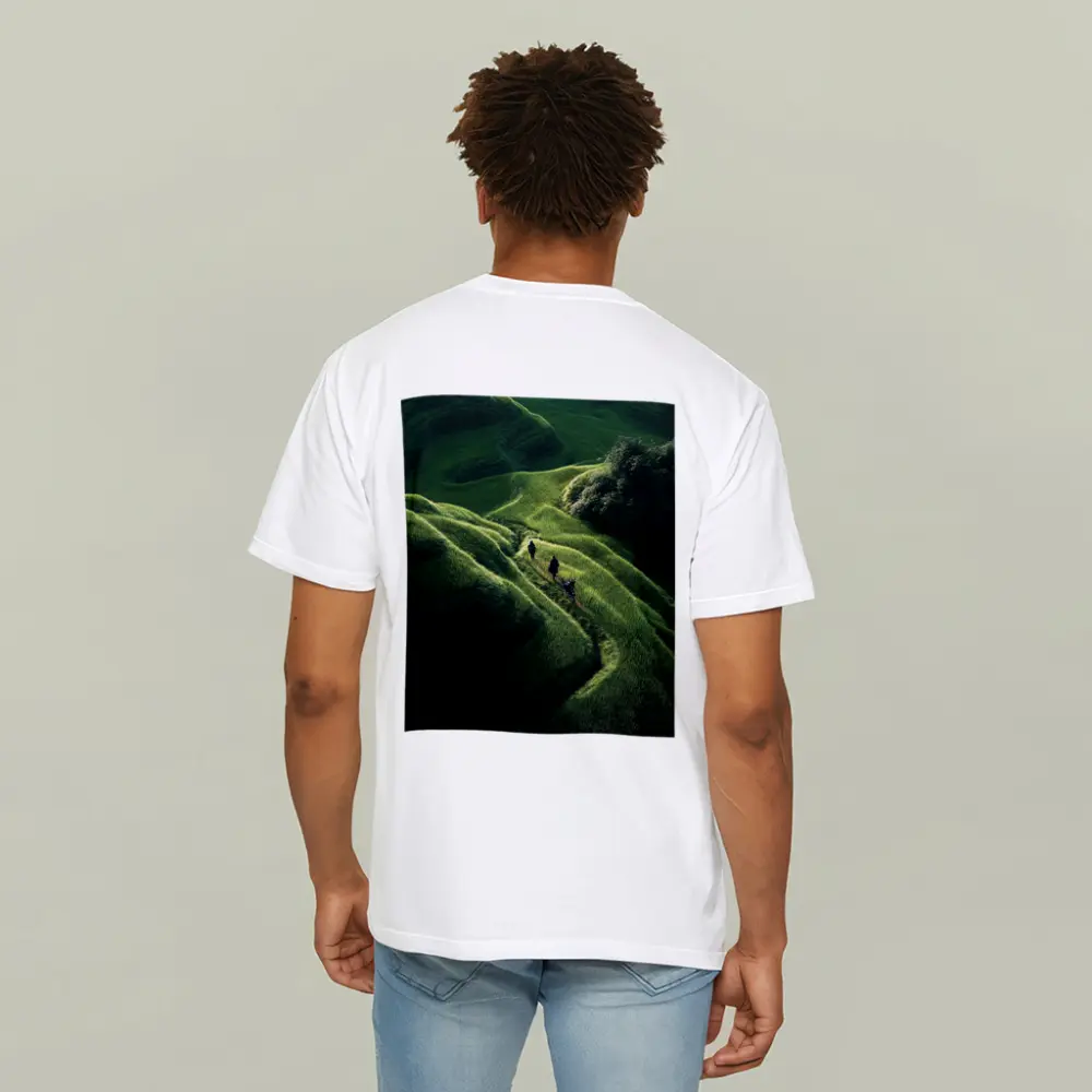 People Walking Through Lush Green Rice Fields – T-Shirts