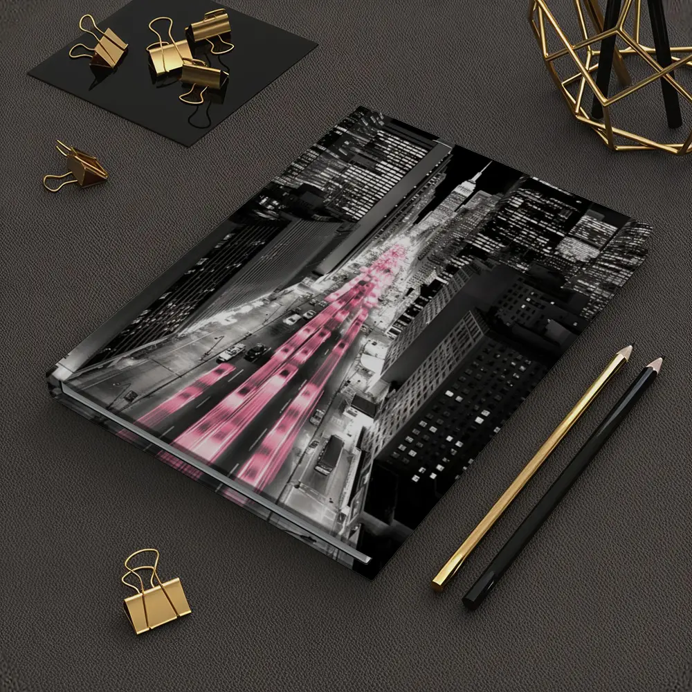 New York City Street Pink Light Trails Night – Notebooks