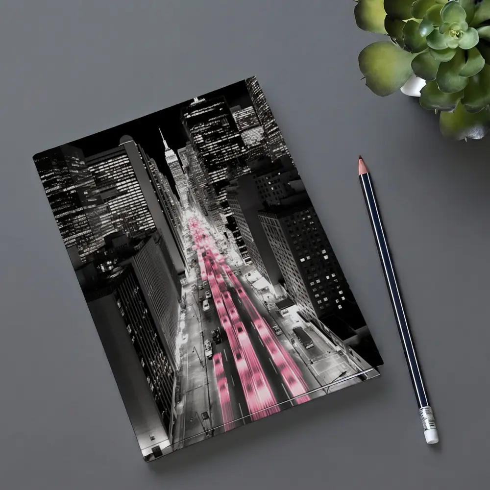 New York City Street Pink Light Trails Night – Notebooks