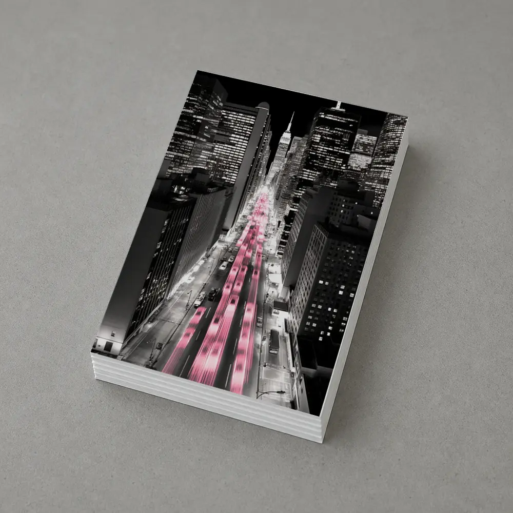New York City Street Pink Light Trails Night – Postcards