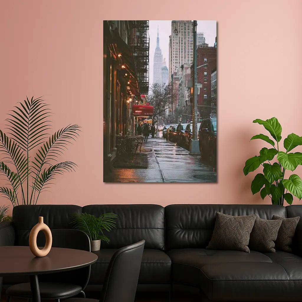 New York City Rainy Street Empire State – Wall Art