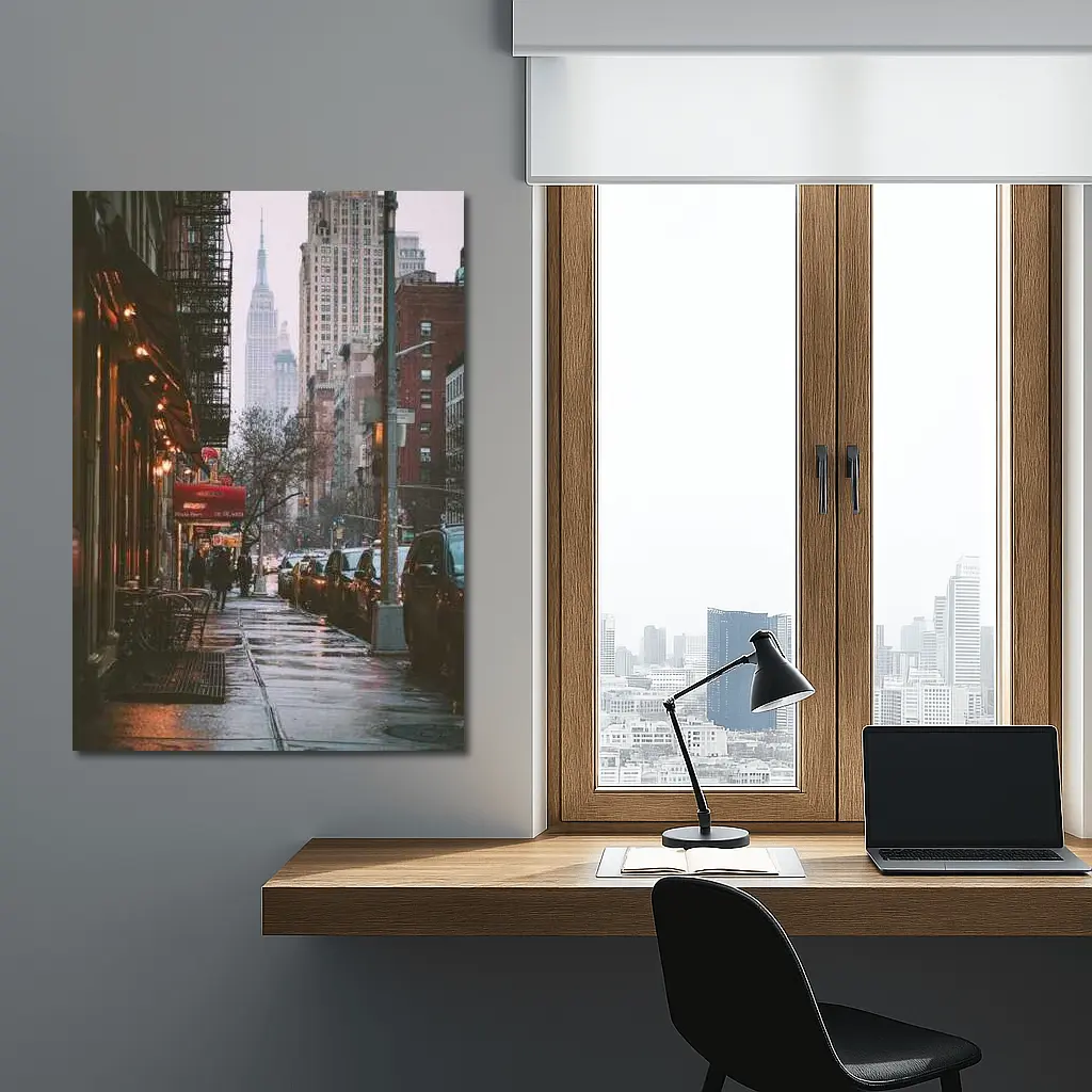 New York City Rainy Street Empire State – Wall Art
