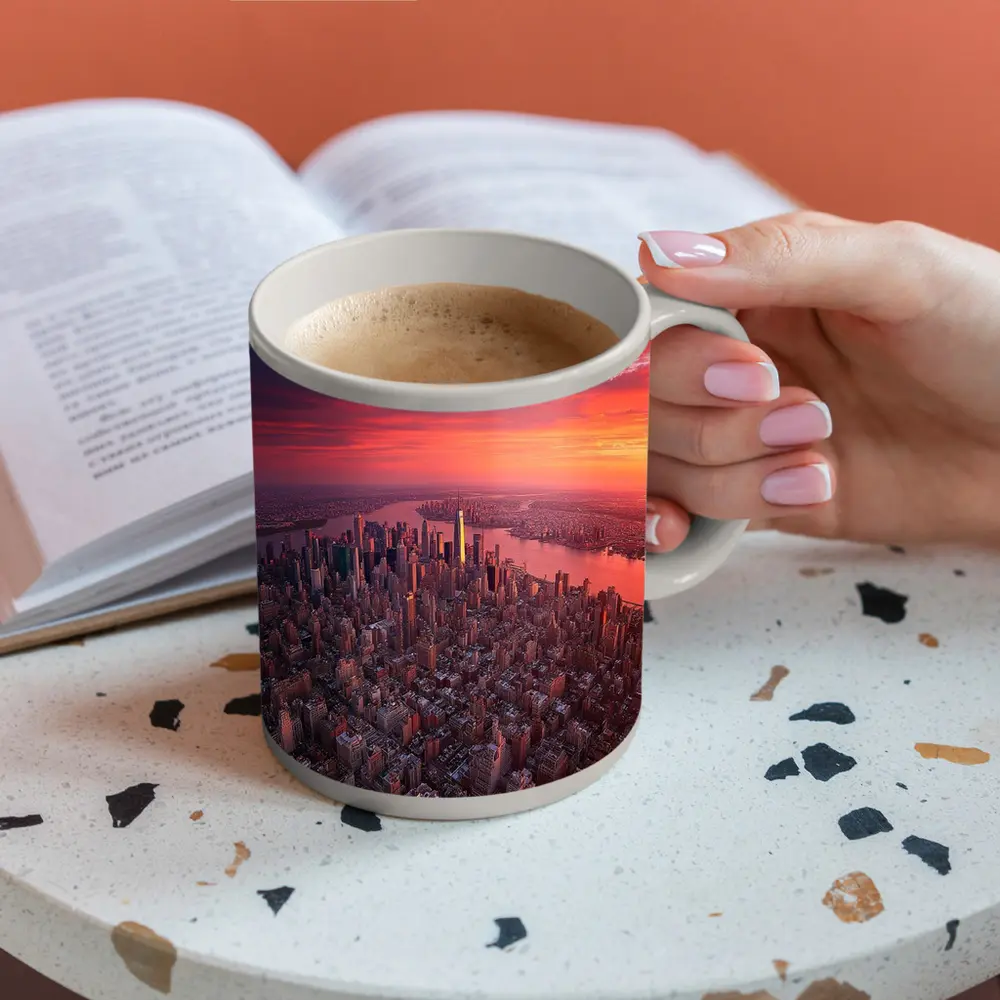 New York City Skyline Aerial Sunset View – Mugs