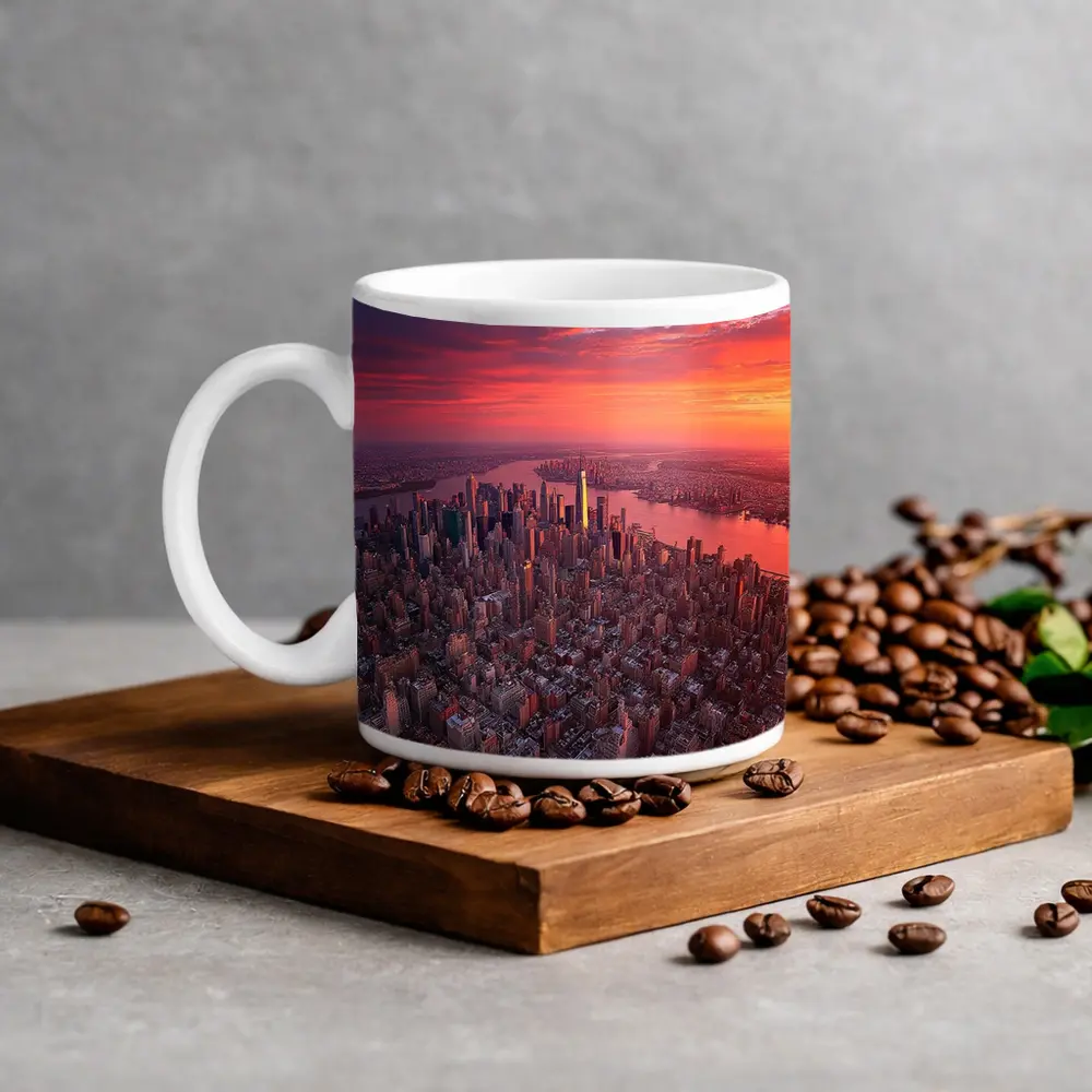 New York City Skyline Aerial Sunset View – Mugs