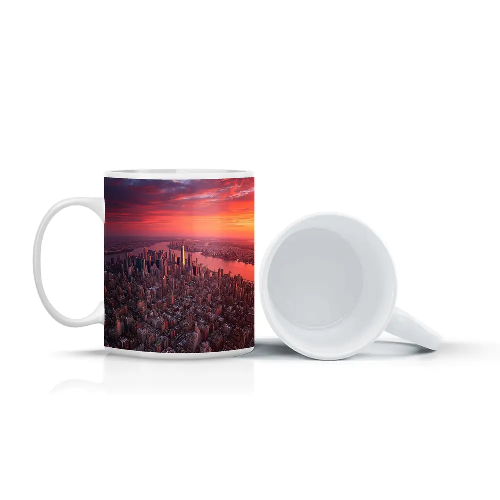 New York City Skyline Aerial Sunset View – Mugs