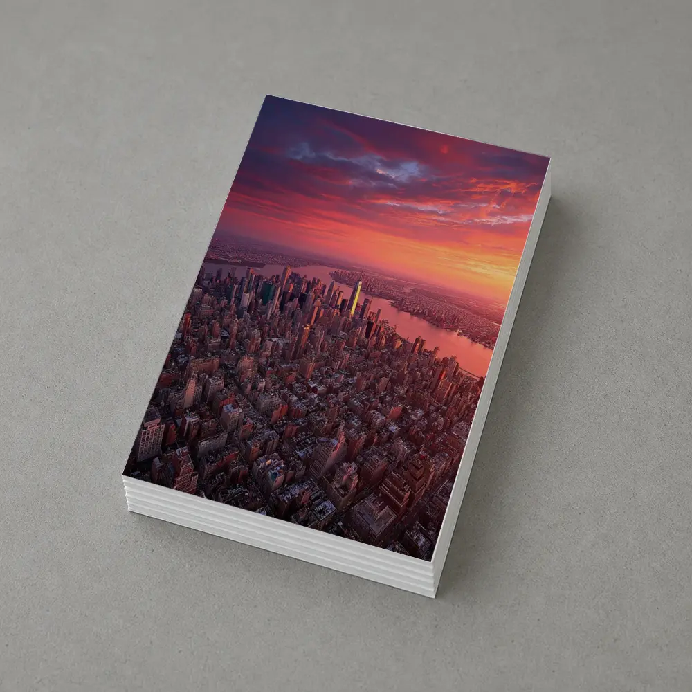 New York City Skyline Aerial Sunset View – Postcards