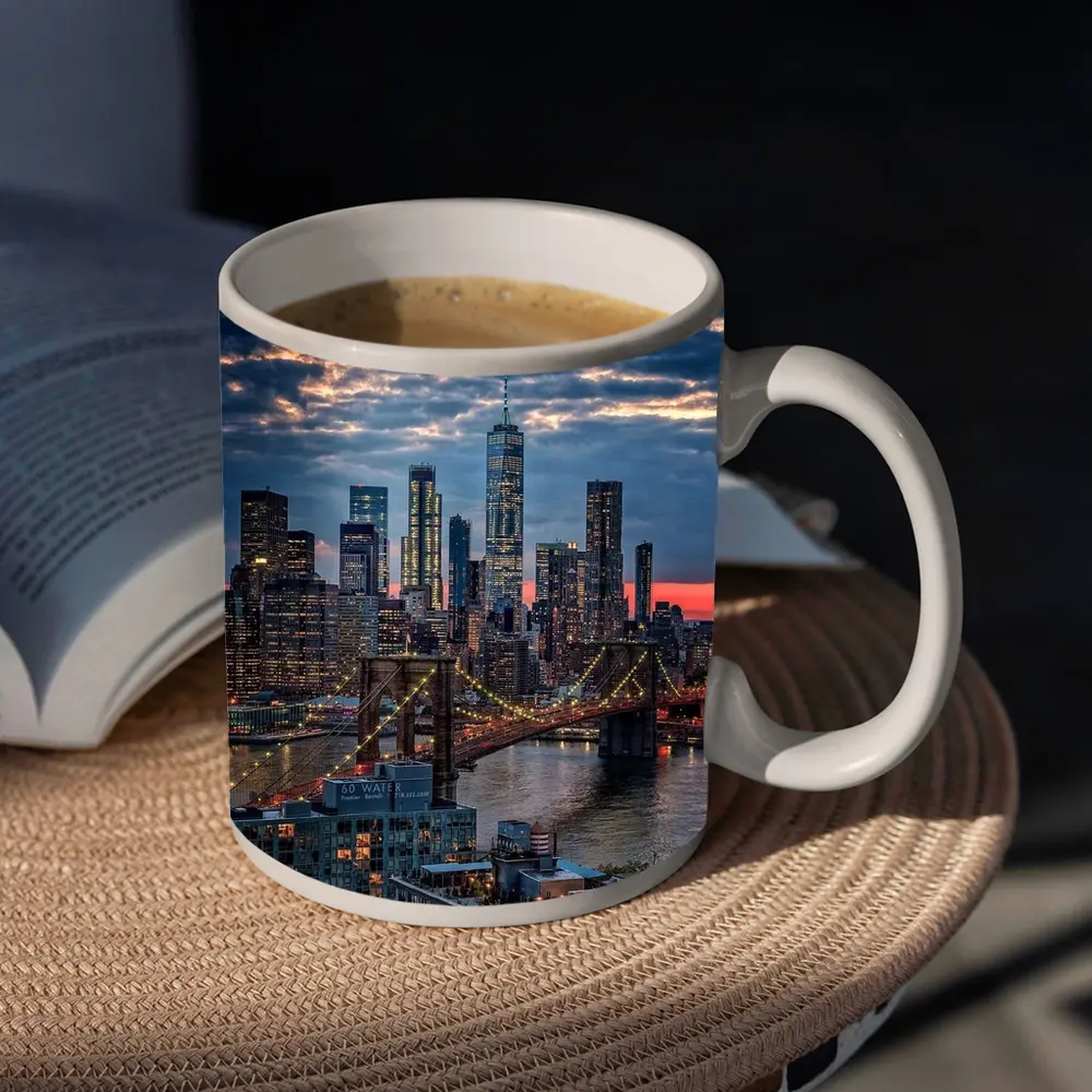 Brooklyn Bridge Manhattan Skyline Dusk View – Mugs