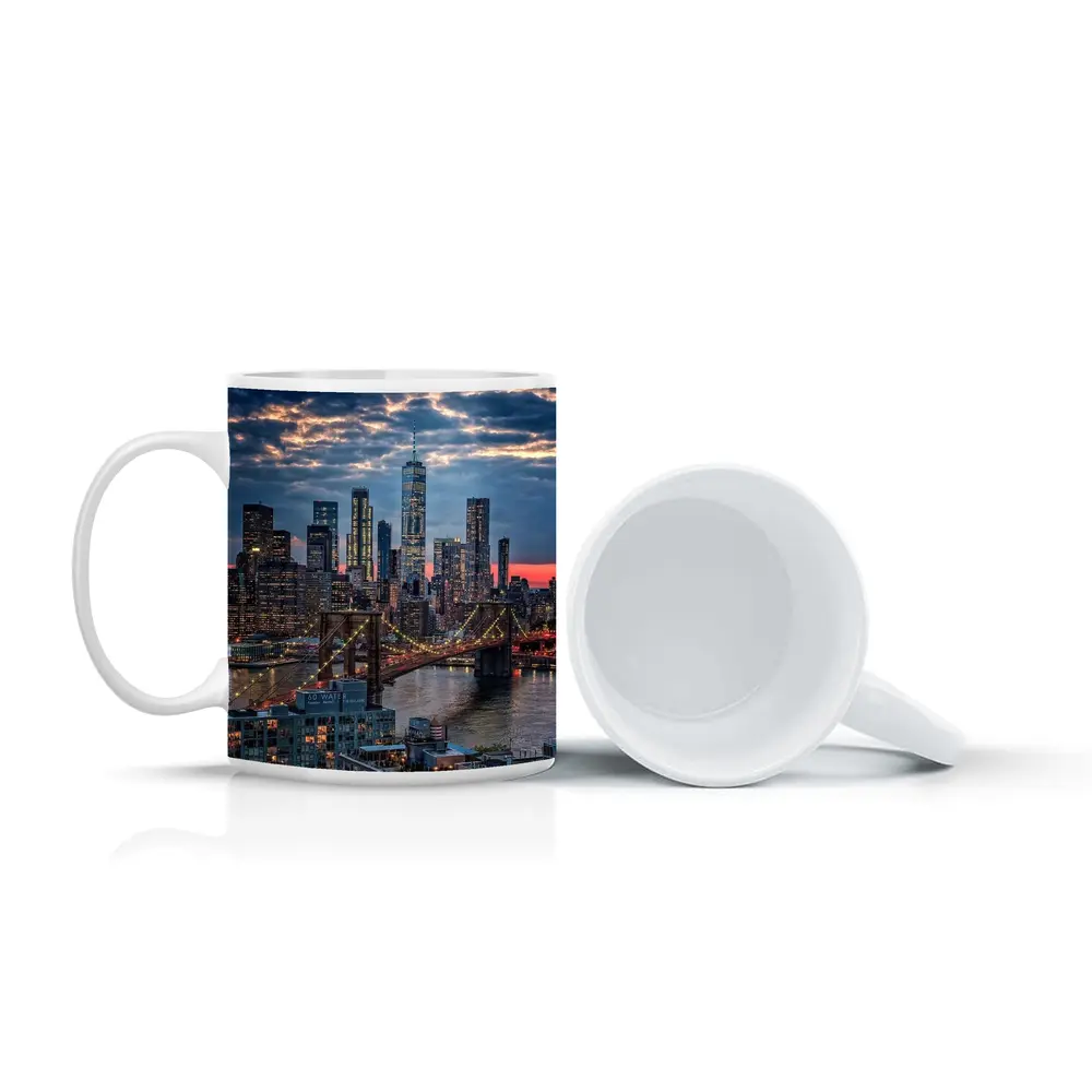 Brooklyn Bridge Manhattan Skyline Dusk View – Mugs