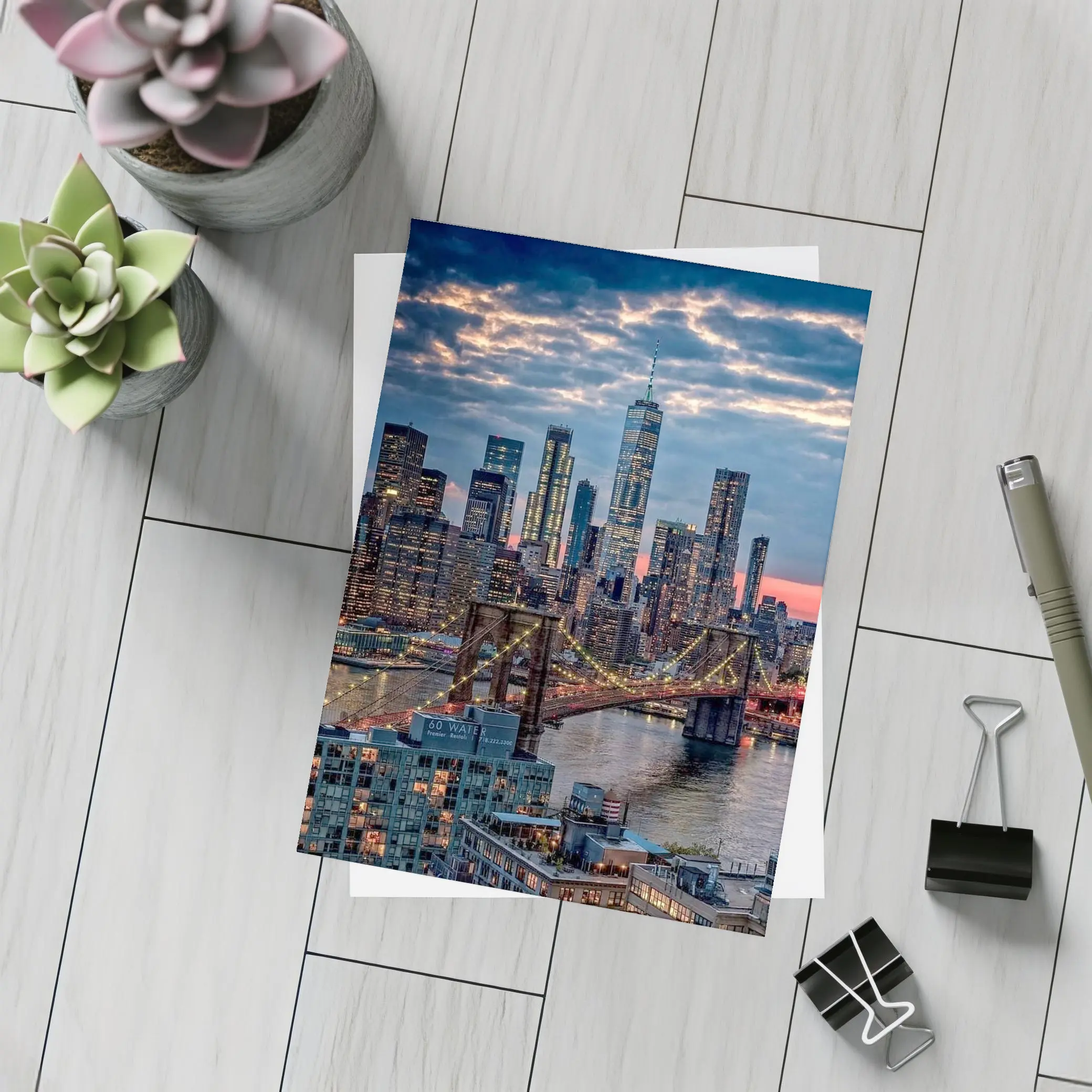 Brooklyn Bridge Manhattan Skyline Dusk View – Postcards