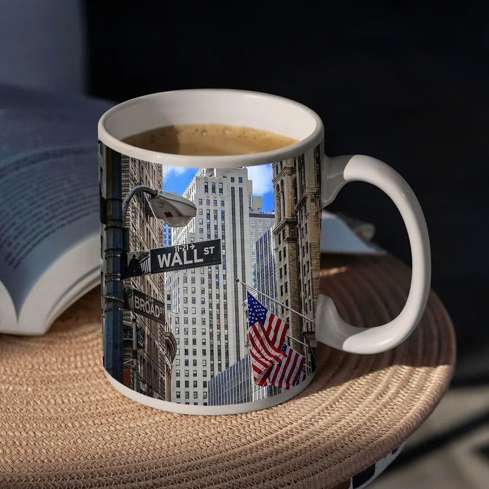 Wall Street Sign New York City Buildings – Mugs