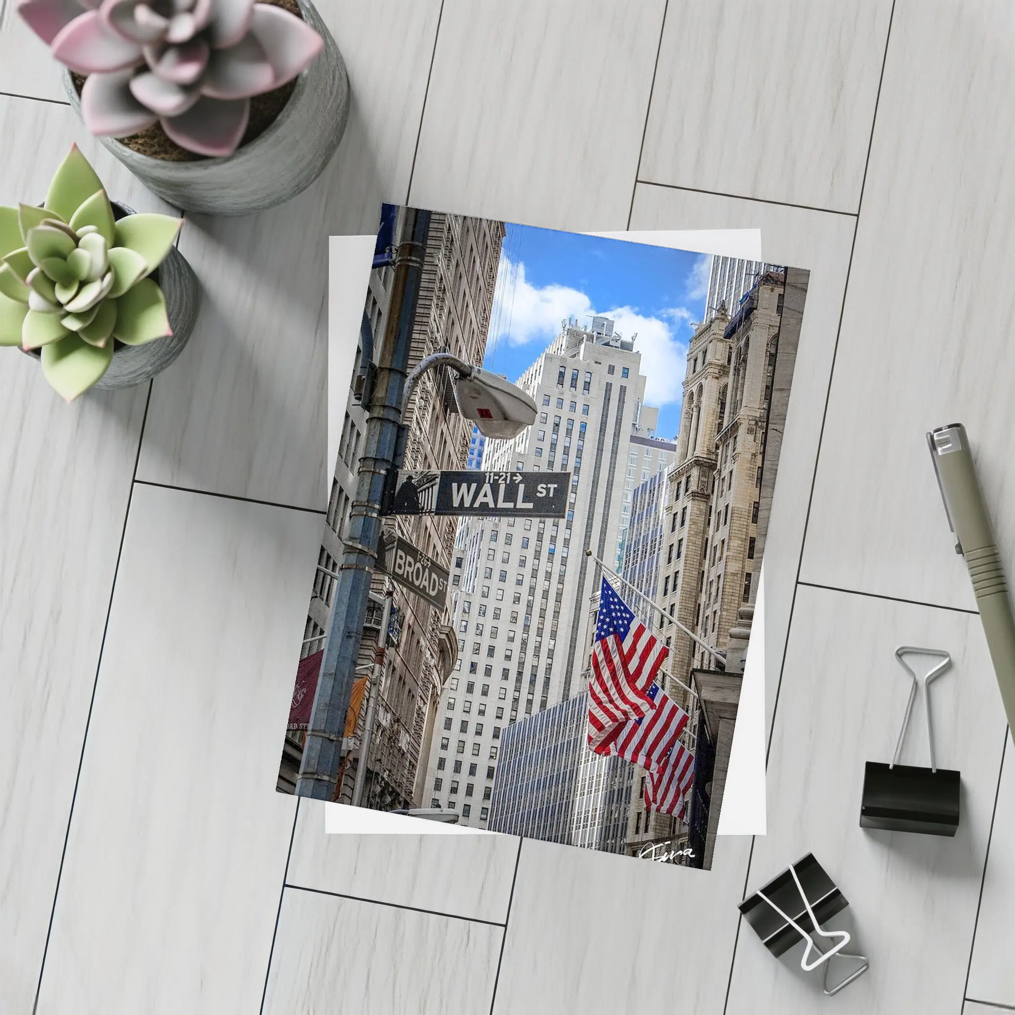 Wall Street Sign New York City Buildings – Postcards