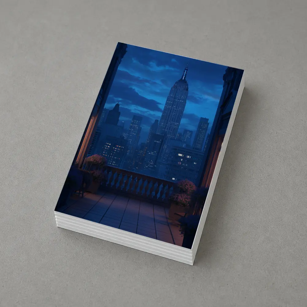 New York City Skyline Blue Night Balcony – Postcards
